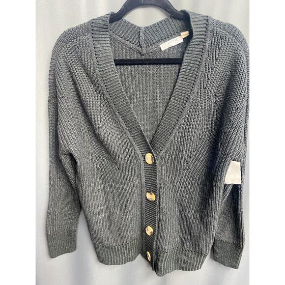 Cloth By Design Cardigan Womens XS Gray Knit Button Front V Neck Long Sleeve B63 - Picture 4 of 5